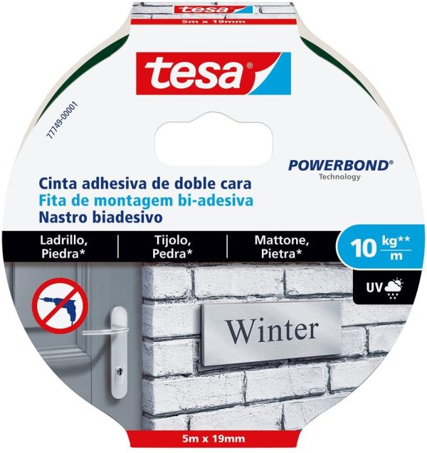 tesa 77749-00001-00 77749-00001-00-Smart Mounting System Montaje Permanente SMS Cinta D C Powerbond 5x19mm Ladrillo Piedra, Not_Applicable Online Hot Sale