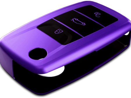 Kwmobile Carcasa para Mando Compatible con VW Skoda Seat Llave de Coche de 3 Botones - Funda para Llaves de Coche con Botones de TPU - Morado Brillante Reacondicionado Hot on Sale